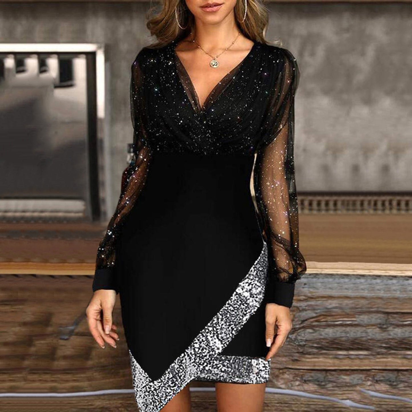 Women's Comfortable Mesh Stitching Sexy Dress Dresses