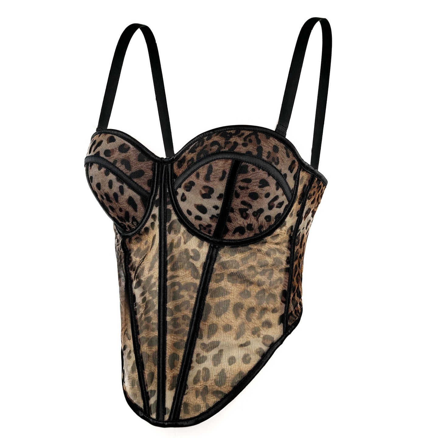 Sexy Leopard Print Stitching Bra Shoulder Straps High-grade Inner Tops