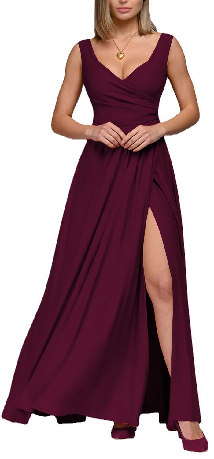 Summer Solid Color Sleeveless Waist Dress Dresses