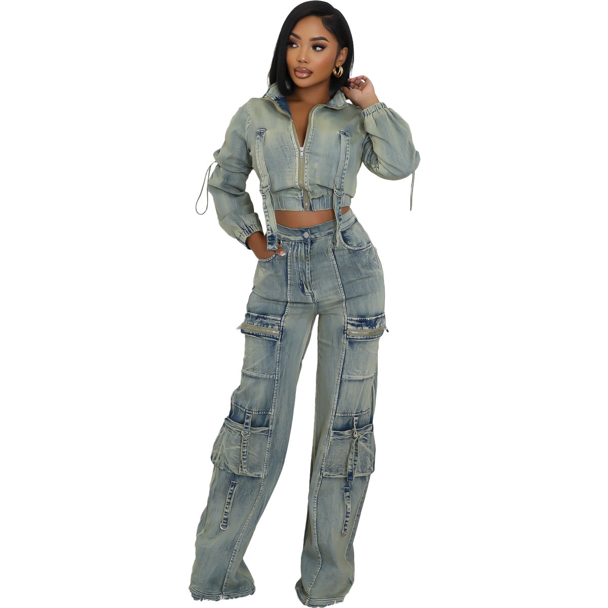 Women's Sexy Highly Stretch Washed Denim Casual Suits