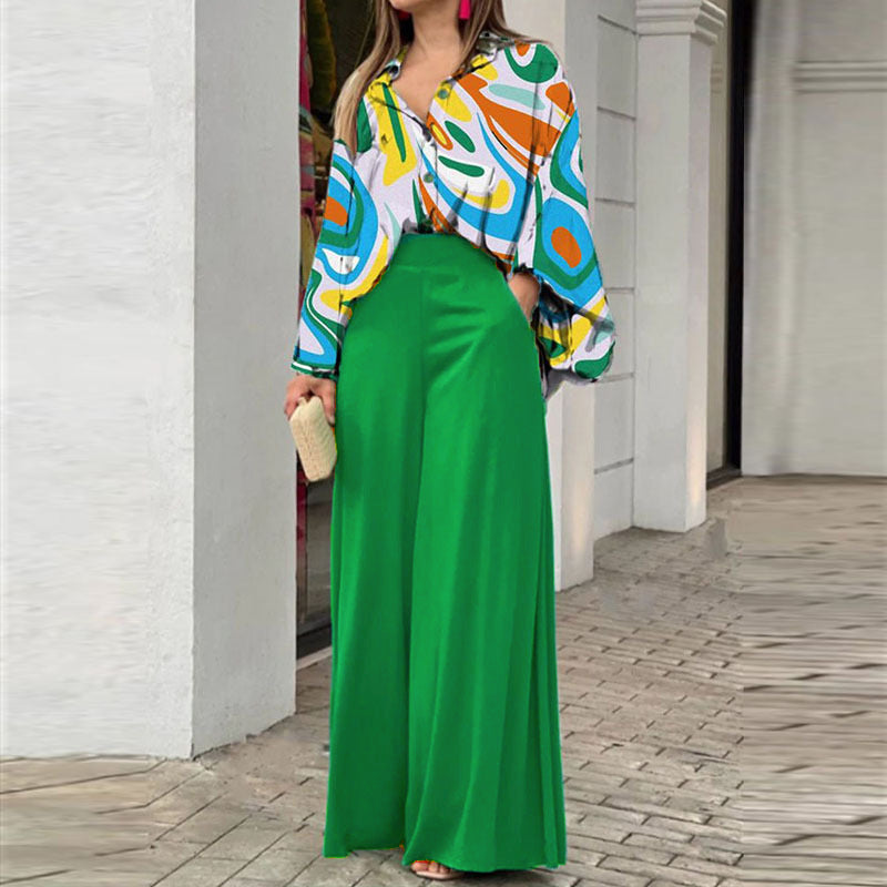 Women's Autumn Print Shirt Elegant Fashion Casual Suits