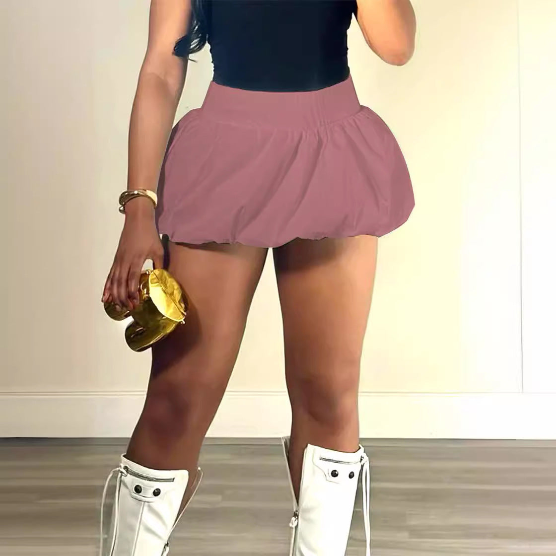 Women's Fashion Elastic Waist Multicolor Pleated Skirts