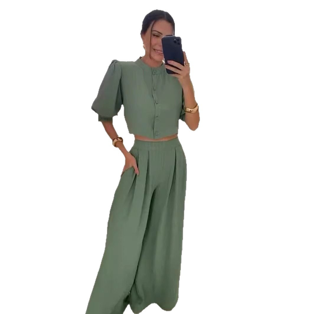 Women's Summer Fashion Striped Half Sleeve Trousers Suits