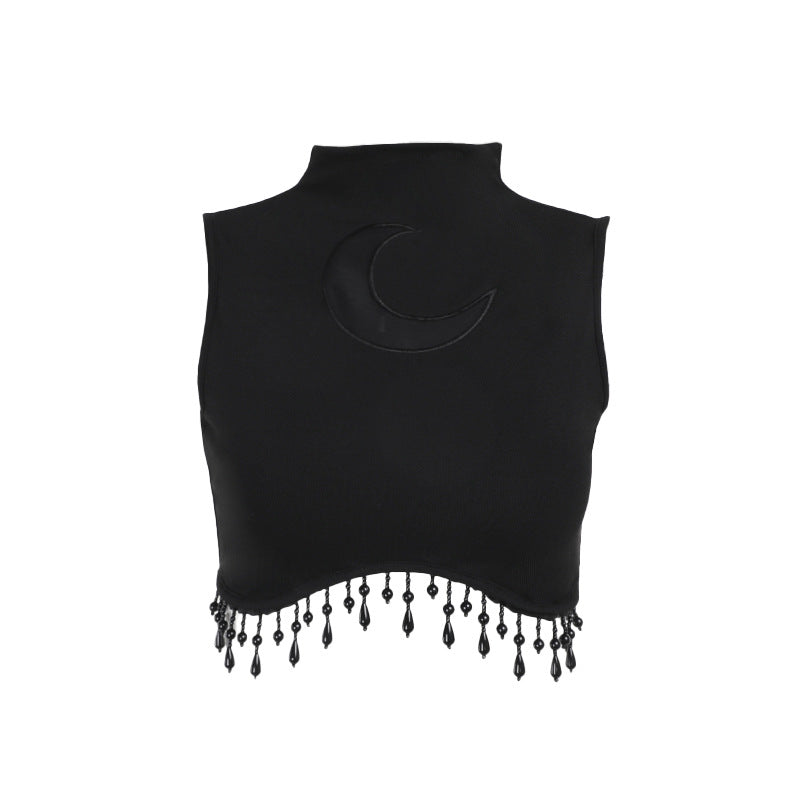 Women's Personalized Moon Chain Small Turtleneck Sleeveless Tops