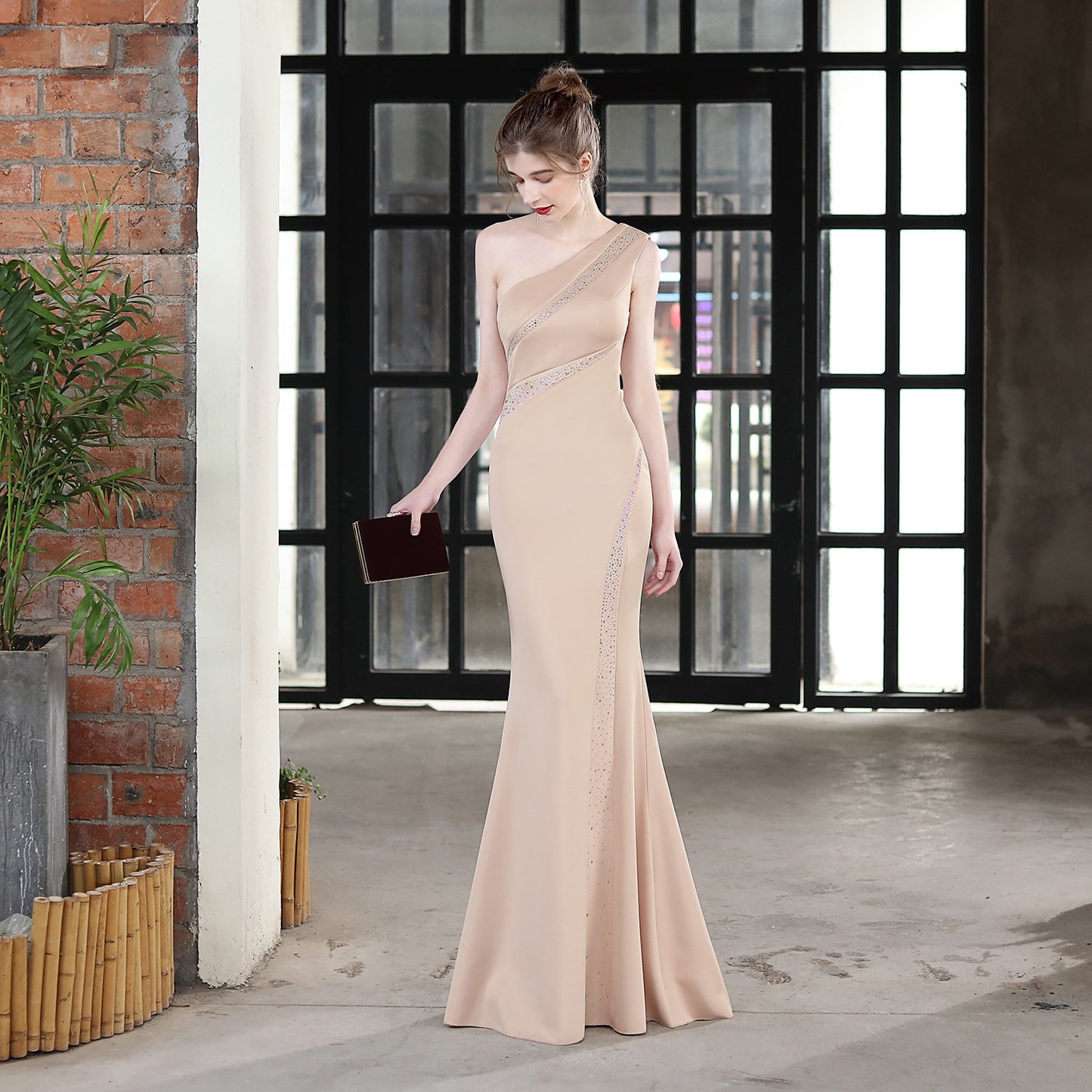 Toast Bride Long One Shoulder Appreciation Evening Dresses