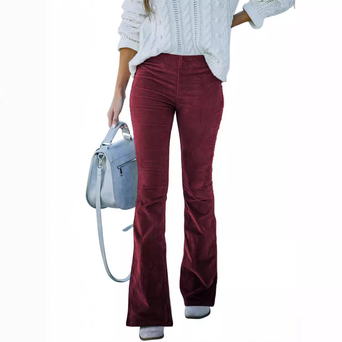 Women's Color High Waist Micro Flared Corduroy Pants
