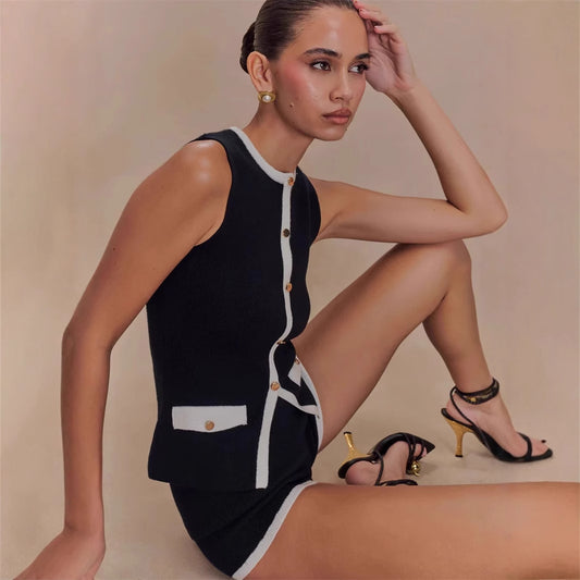 Classic Style Elegant Knitted Button French Blouses