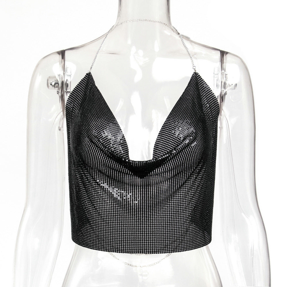 Sequined Sexy Deep V Swimsuit Backless Tops