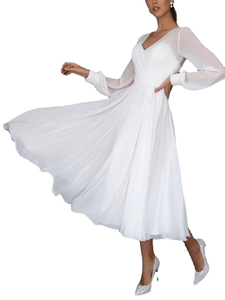 Women's Dress Sexy Sleeve Chiffon Mesh Large Wedding Dresses
