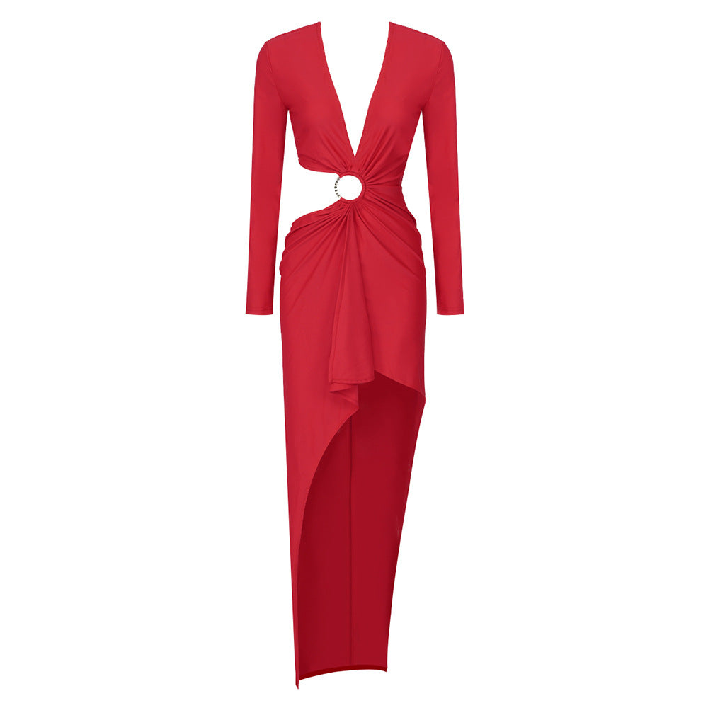 Women's Deep V Midriff Outfit Sexy Long Dresses