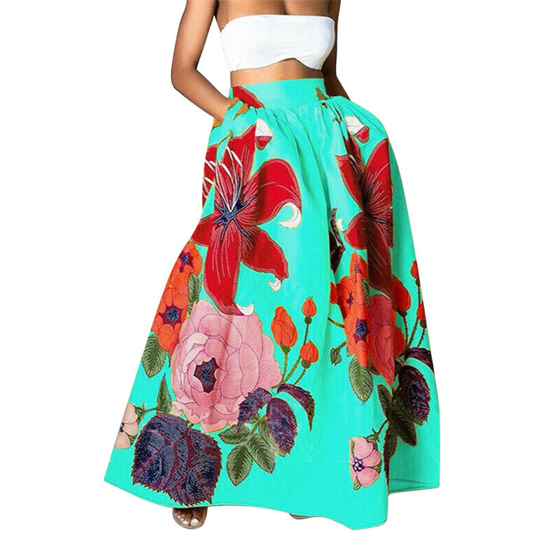 Women's High Waist Holiday Large Swing Pocket Skirts