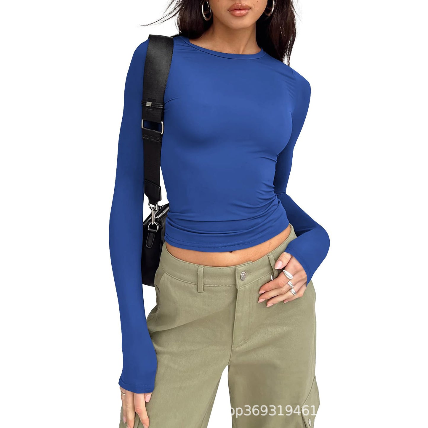 Women's Short-sleeved T-shirt Solid Color Slim Pullover Tops
