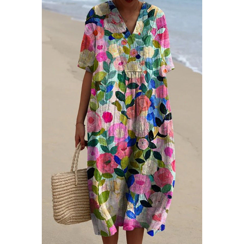 Women's Popular Comfortable Loose Printed Long Dress Dresses