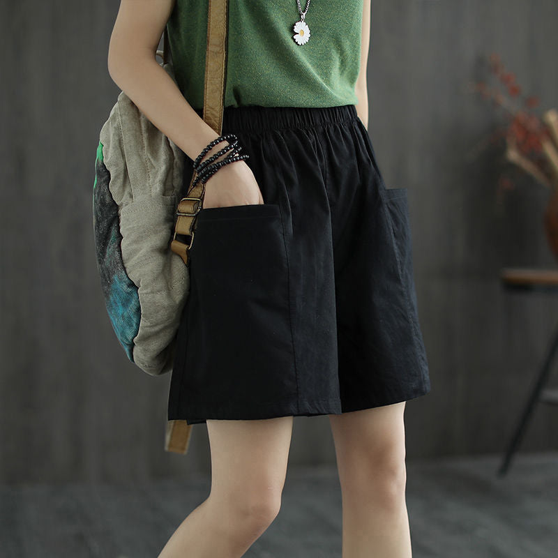 Women's Casual Loose Straight Cargo Fifth Slimming Plus Size