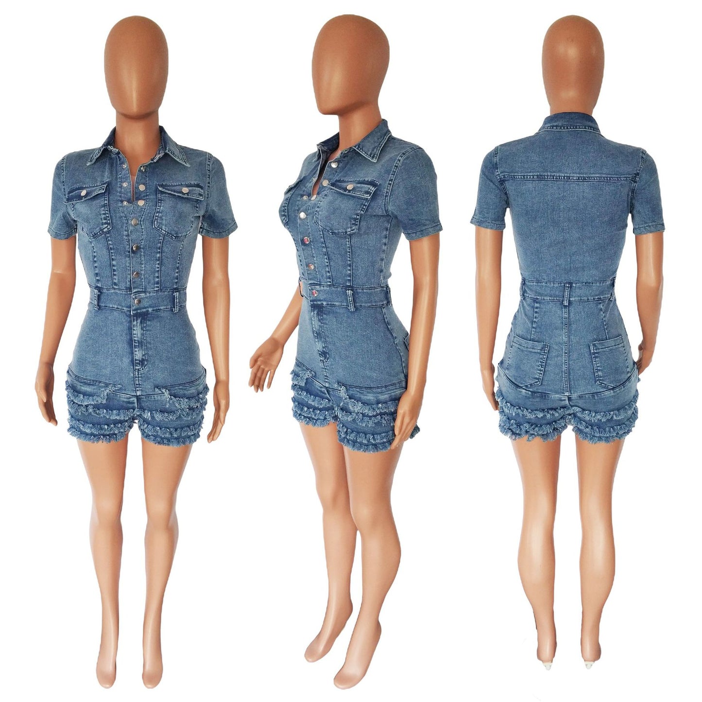 Women's Fashion Denim Wear Slim Fit Burrs Jeans