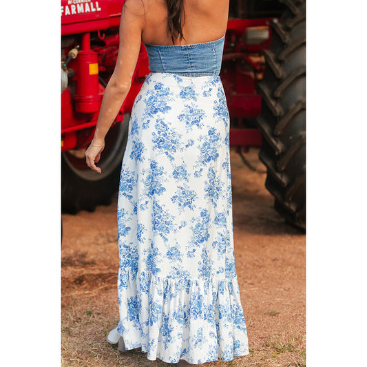 Women's Niche Floral Print High Waist Spring Skirts