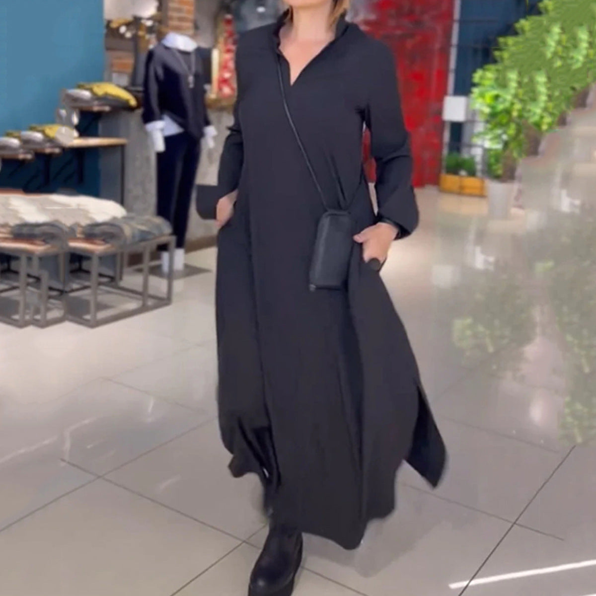 Women's Casual Loose Solid Color Pullover Long Dresses