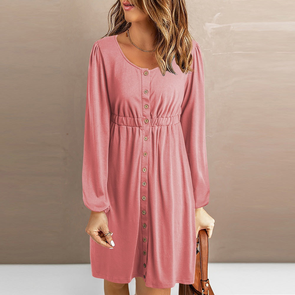 Casual Solid Color Sexy Long Sleeves Dress