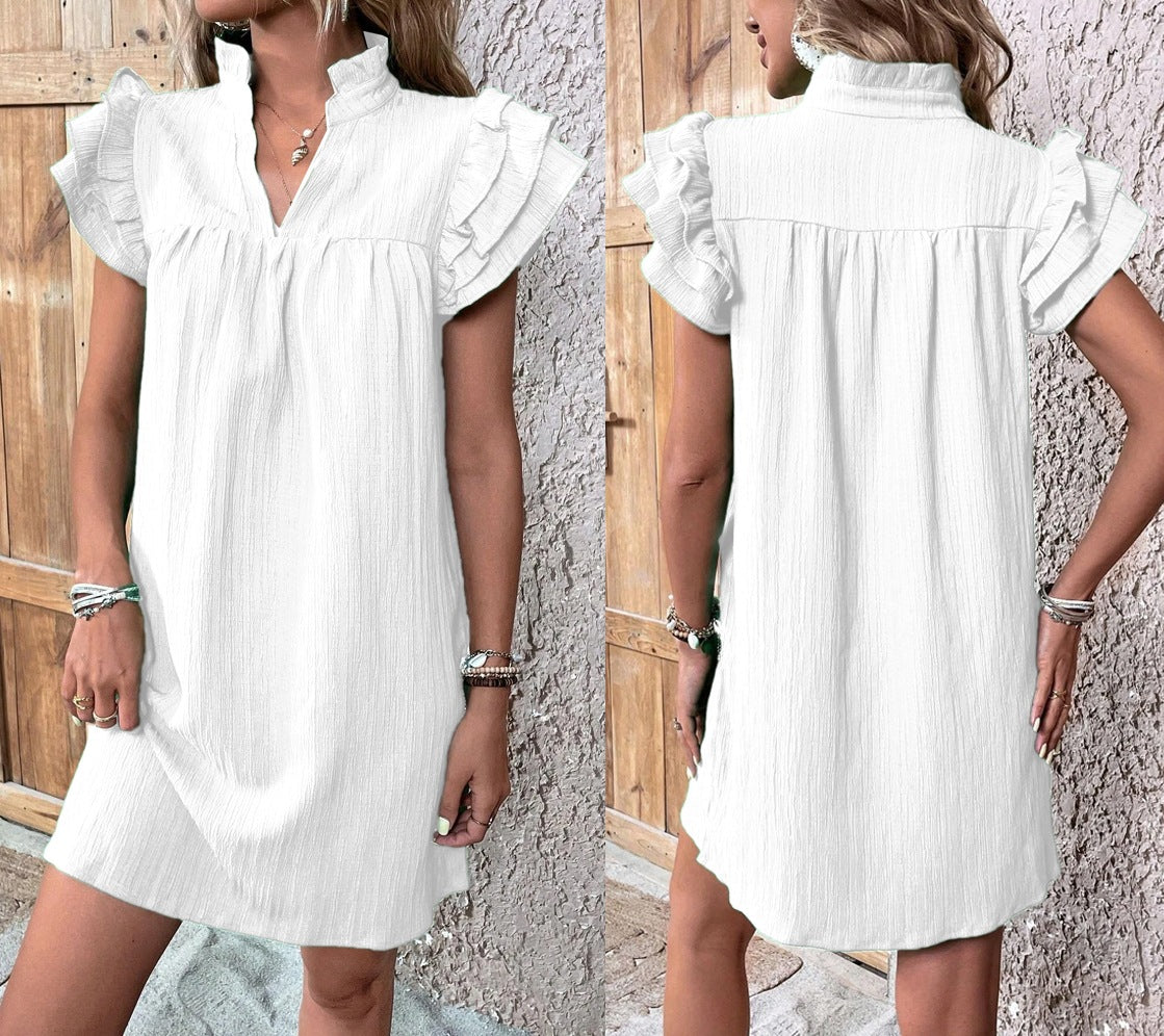 Women's Summer Fashion Versatile Ruffle Sleeve Pullover Dresses