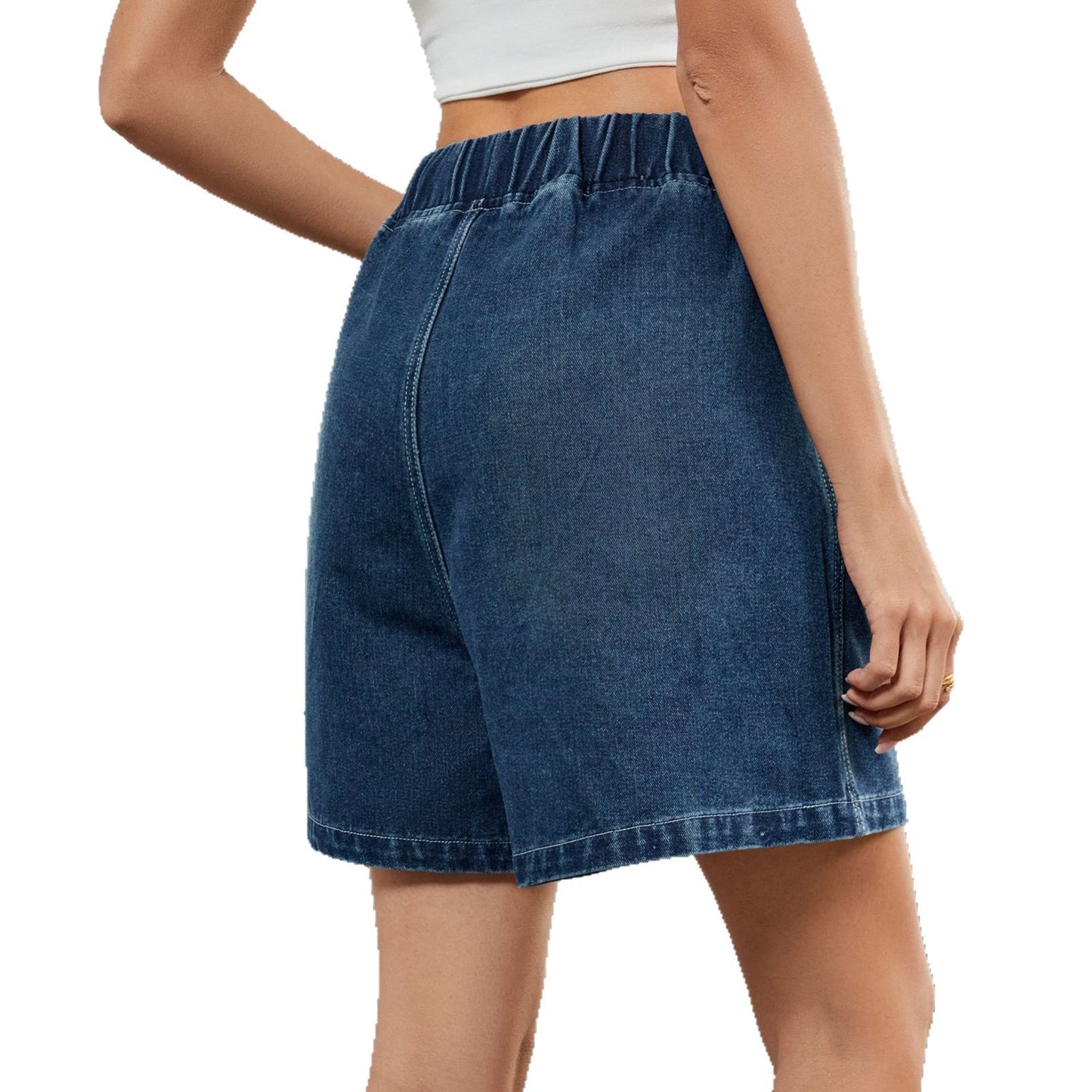 Women's Summer Washed Elastic Waist Denim Casual Jeans