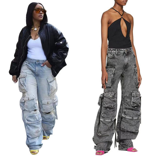 Women's Street Modern Combination Universal Wear Tooling Jeans