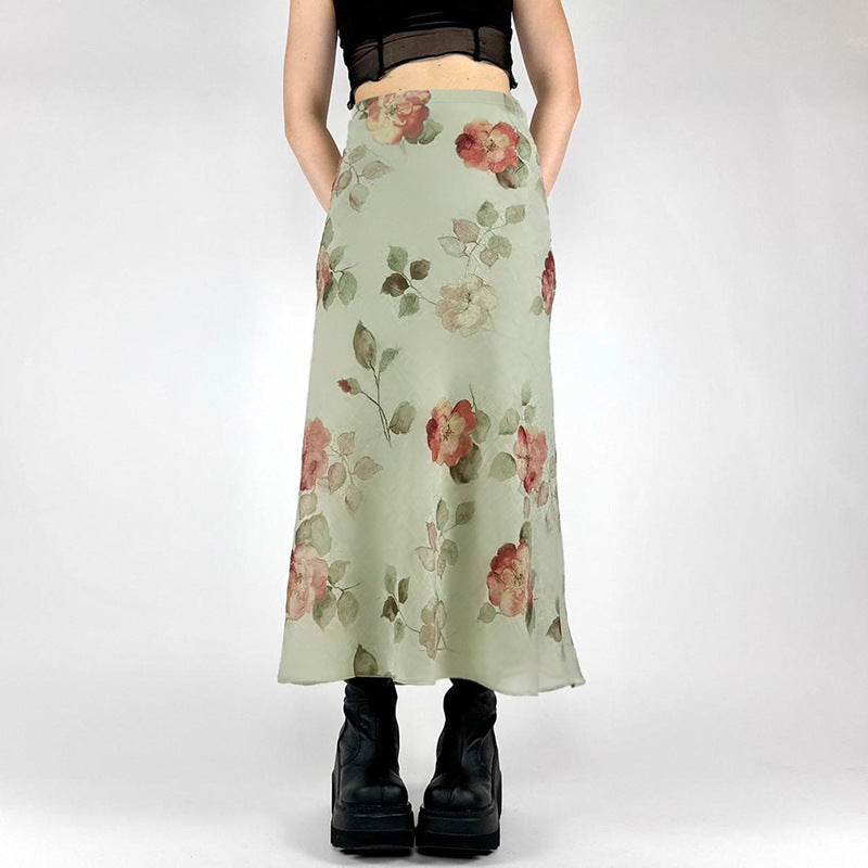 Women's Style Flowers Slimming Printed Slim Fit Skirts