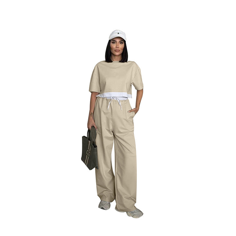 Women's Solid Color Round Neck Sleeves Fashion Suits