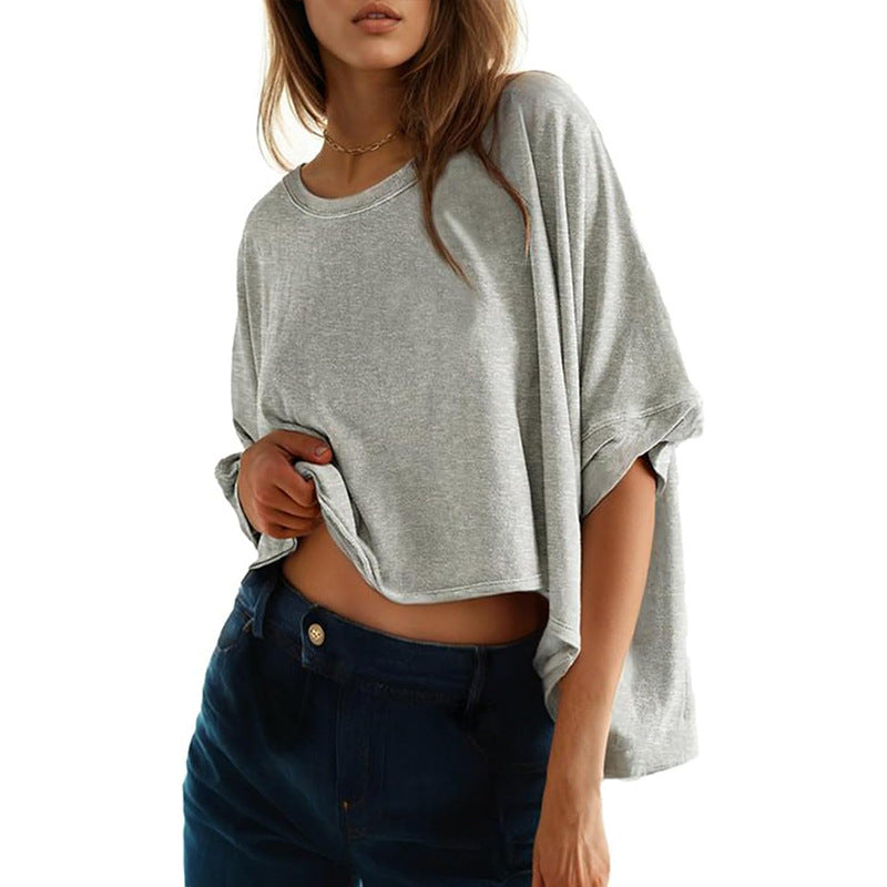 Women's Casual Oversized Batwing Sleeve Dislocation Twisted Blouses