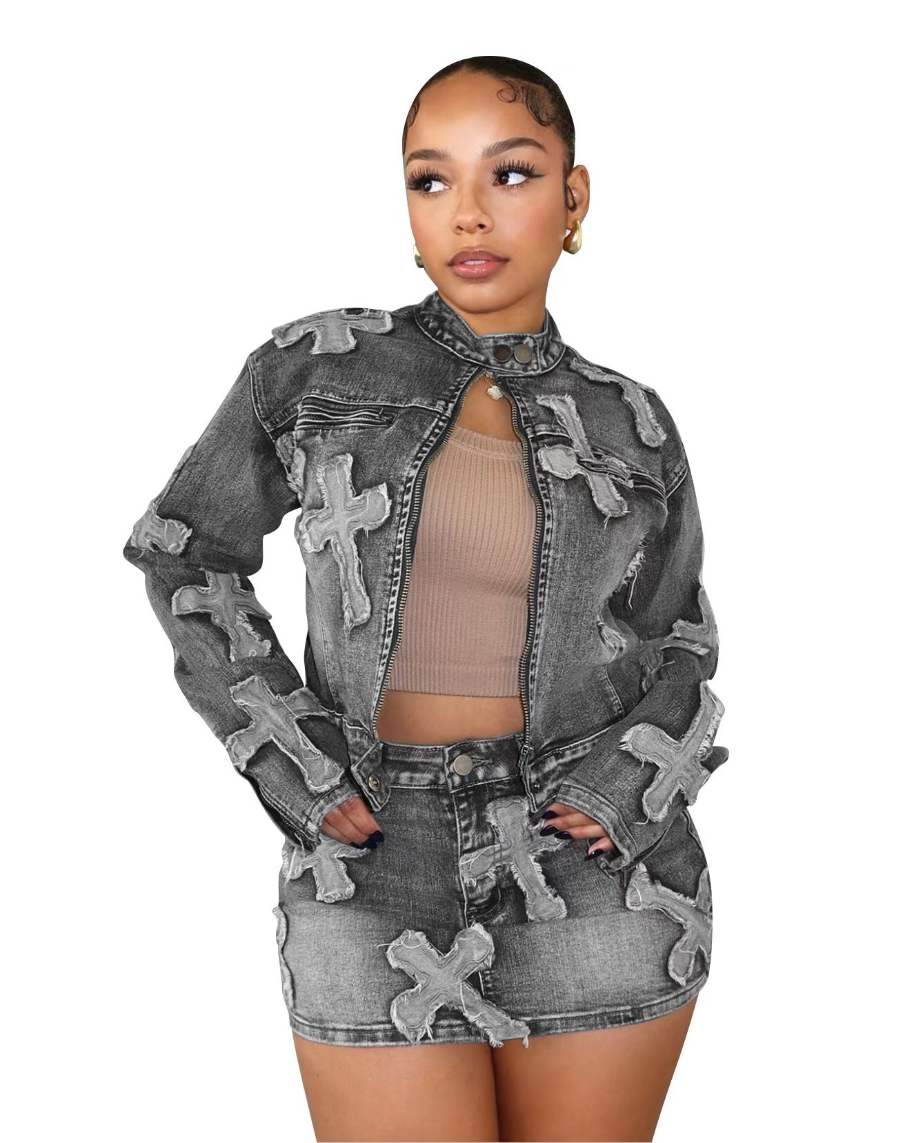 Autumn Fashion Boutique Denim Designer Two-piece Suits
