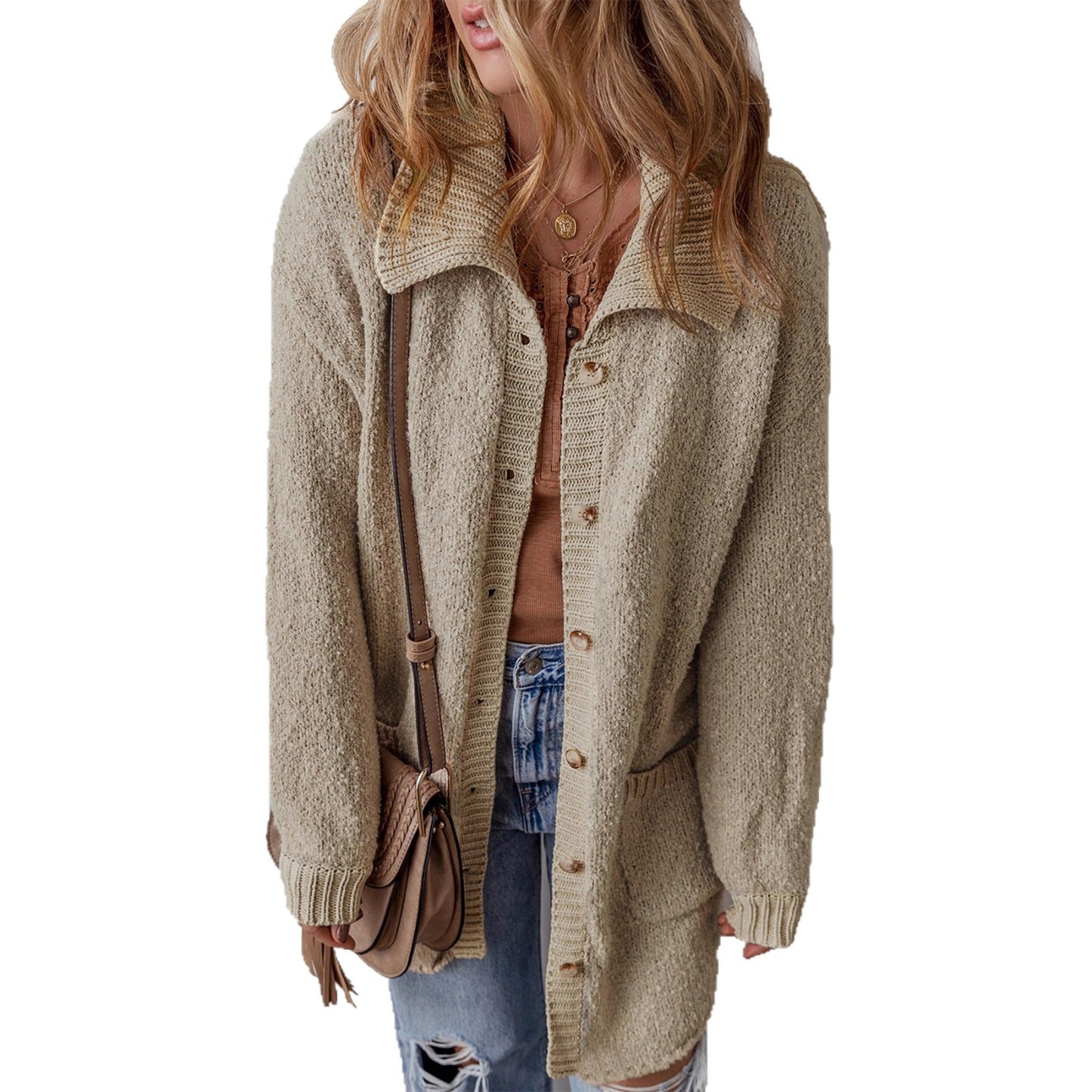 Women's Idle Style Knitted Casual Mid-length Sweater