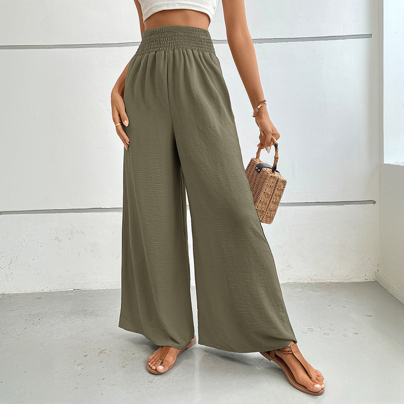 Waist Casual Simple Pure Color Elastic Pants