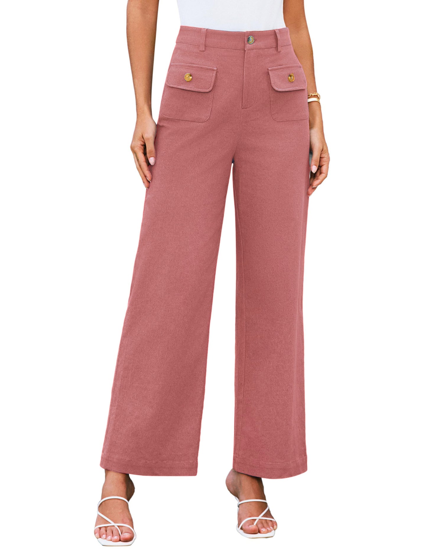 Women's Wide Leg Stretch Trousers Formal Wear Business Pants
