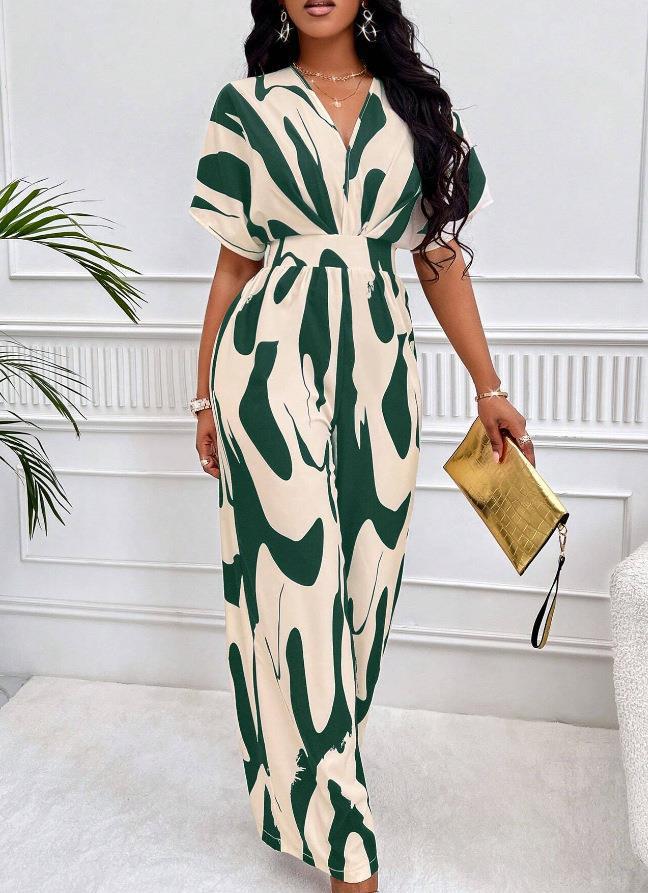 Women's Glamorous Charming Sleeve Printed Fashion Jumpsuits