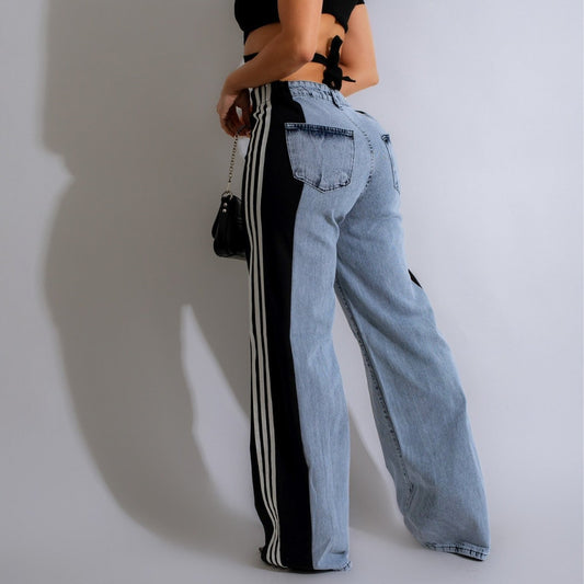 Women's Wide Leg Denim Trousers Casual High Jeans