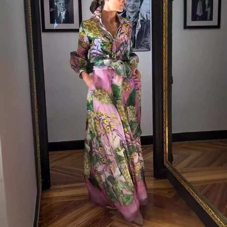 Women's Printed Elegant Young Long-sleeved Two-piece Set Suits