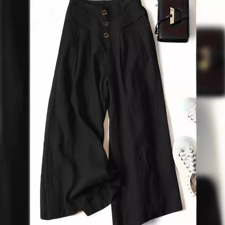 Women's Draping Loose Half Elastic High Waist Pants