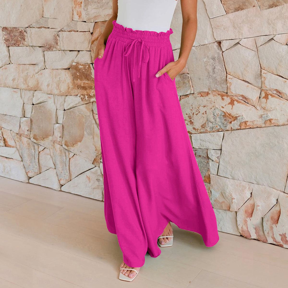 Women's Temperament Commute Style Loose Draping Effect Pants
