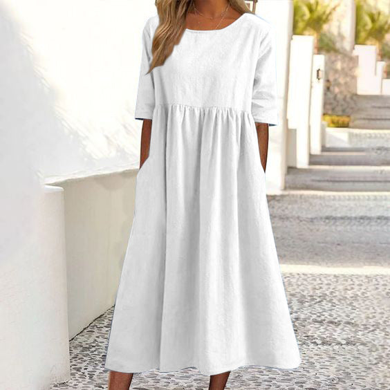 Neck Sleeve Large Casual Loose Long Dresses
