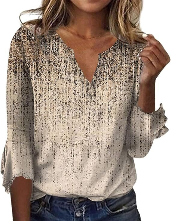 Women's Long-sleeved Printed Ethnic Fashion T-shirt Blouses