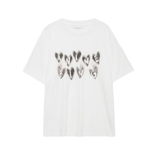 Women's Spring North American Niche English Alphabet Letters Heart Blouses