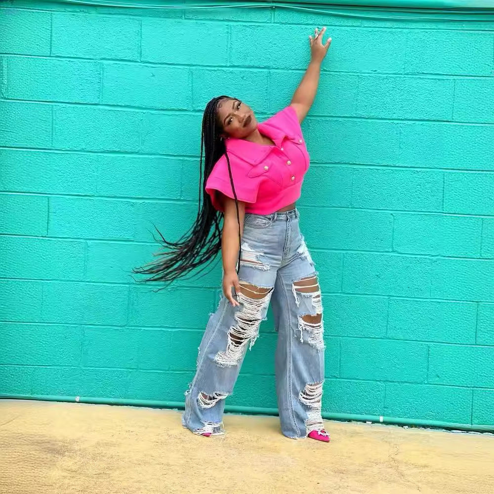 Pretty Elegant Sexy Fashion Burnt Ripped Pants