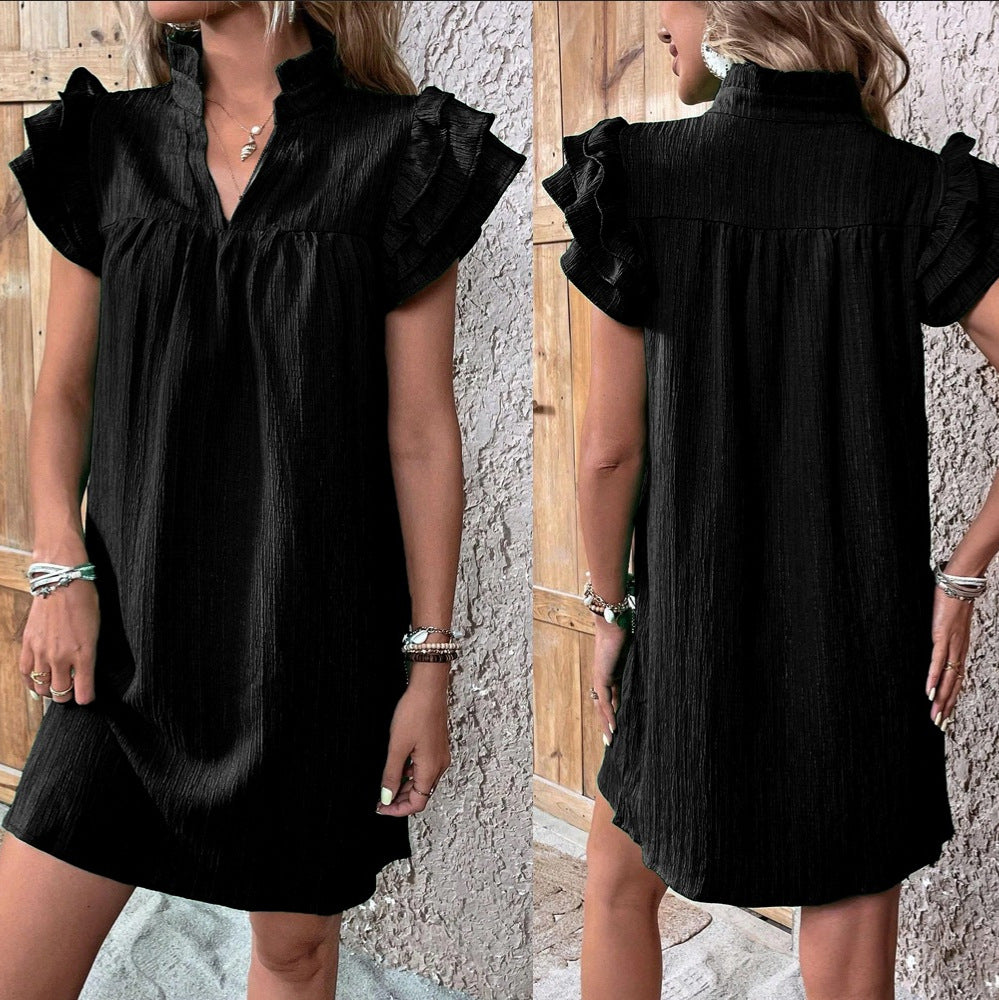Women's Summer Fashion Versatile Ruffle Sleeve Pullover Dresses
