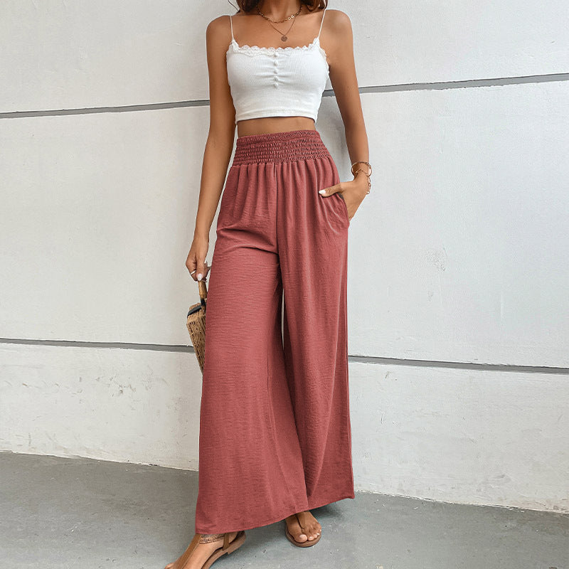 Waist Casual Simple Pure Color Elastic Pants