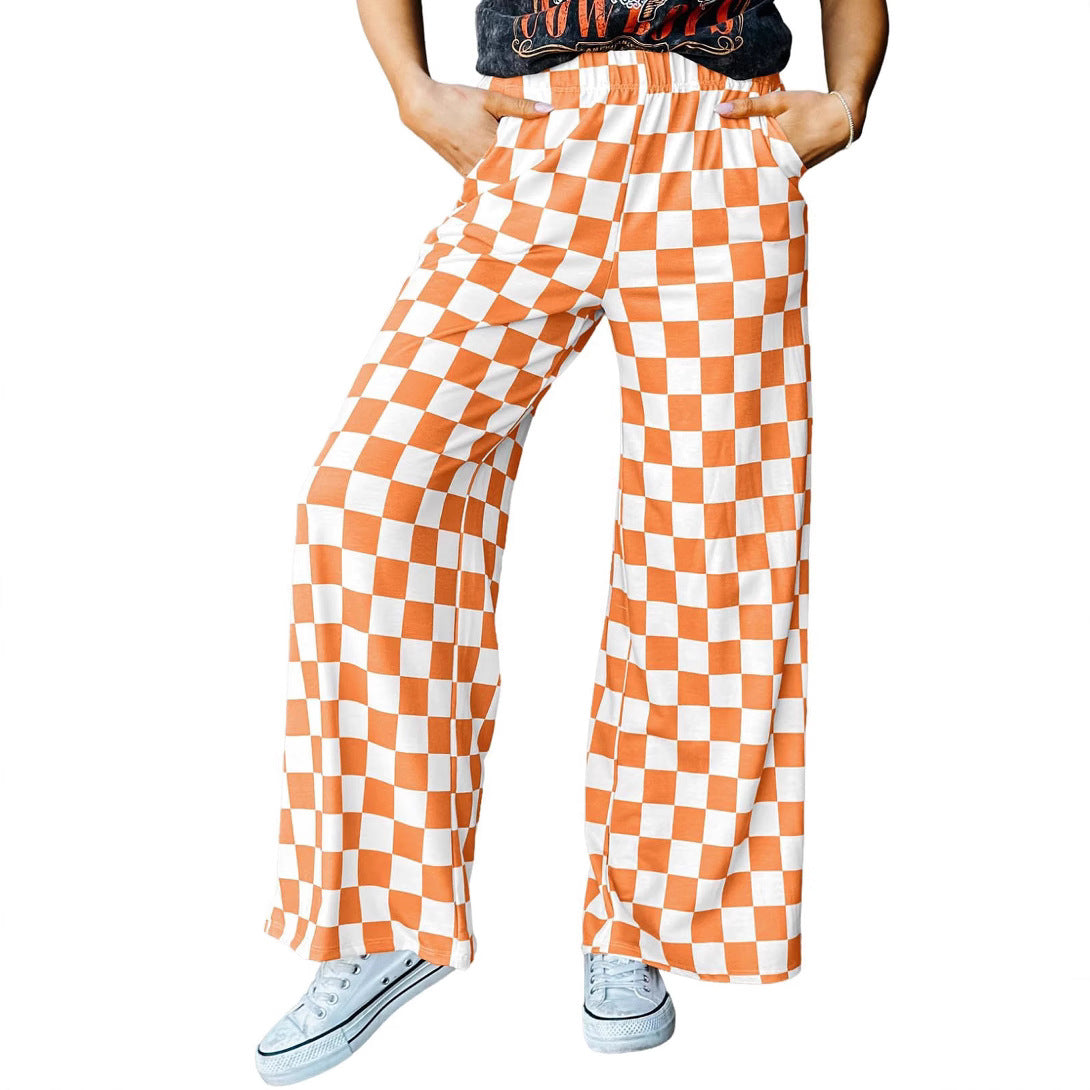 Women's Printed Loose Elastic Waist With Pocket Pants