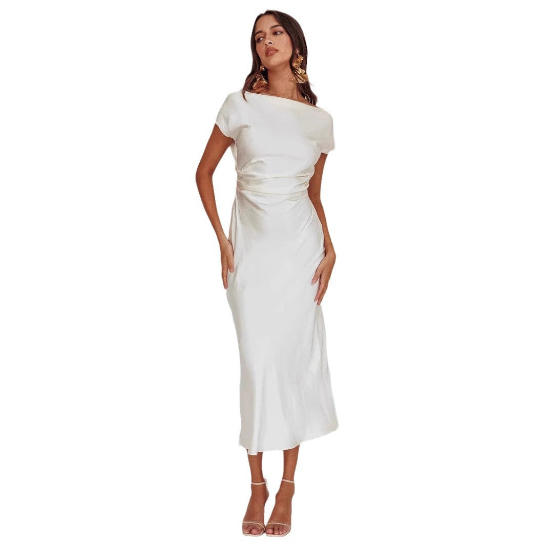 Women's Color High-grade Satin Sexy Backless Fishtail Dresses
