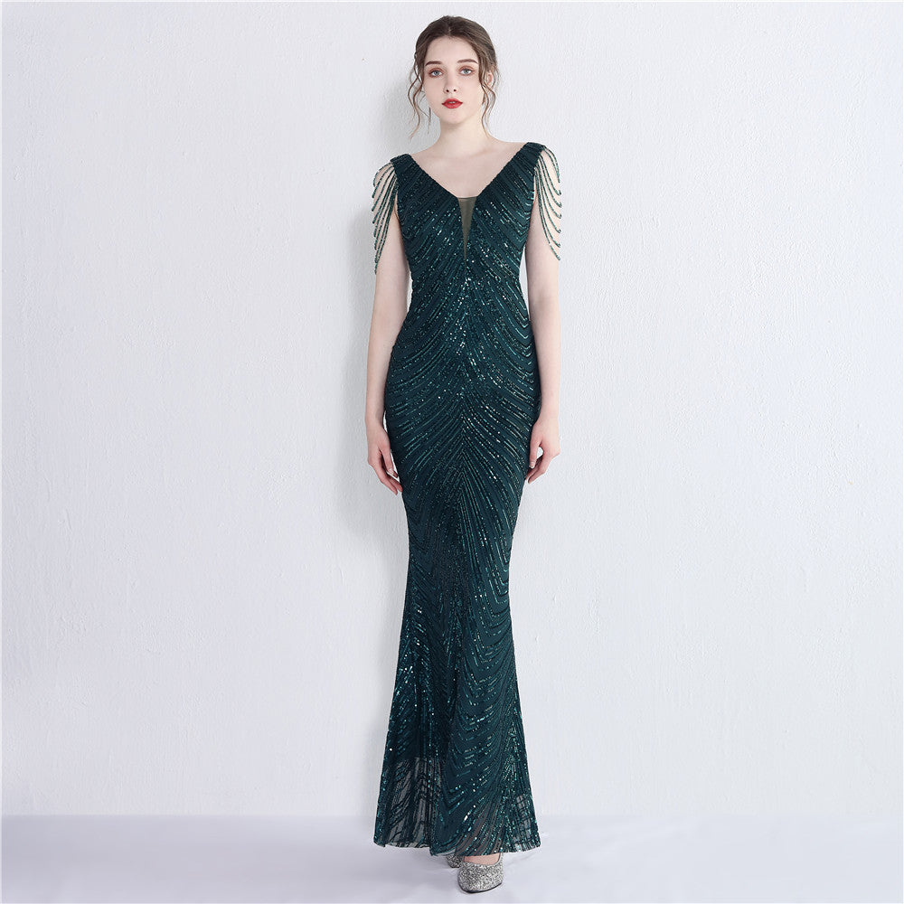 Sequined Fishtail Formal Dress Performance Banquet Evening Dresses