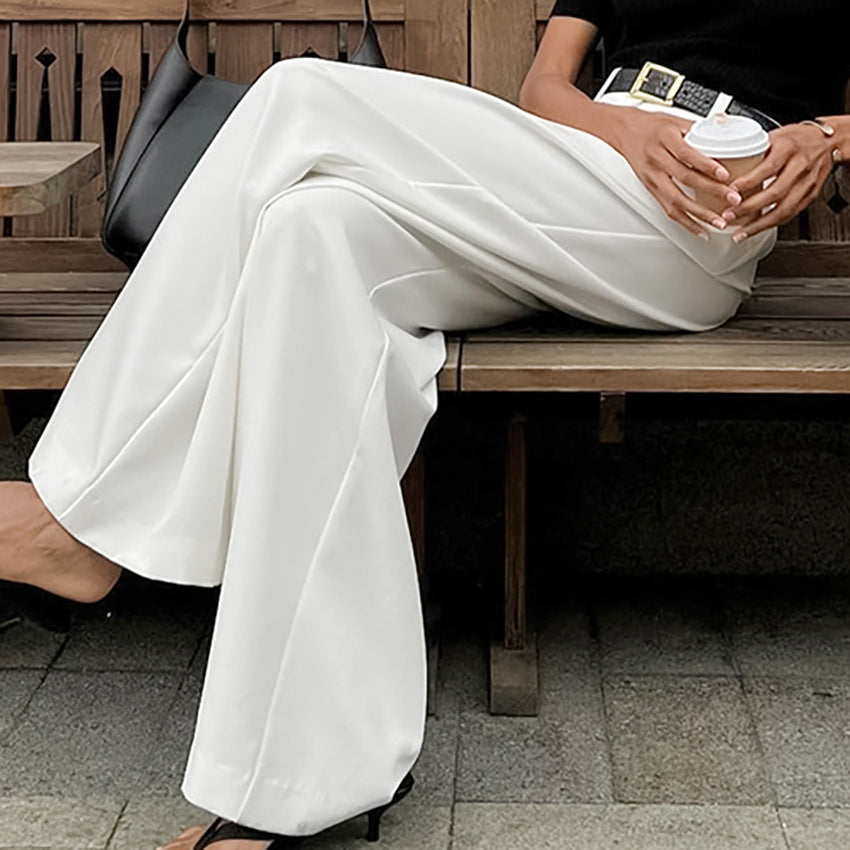 Women's White Temperament Commute Trousers Fashion Casual Pants