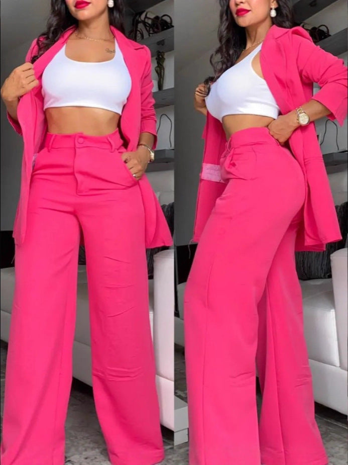 Women's Summer Elegant Pure Color Split Sleeve Suits