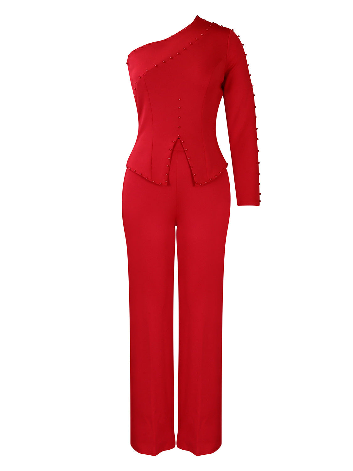 Women's Spring Shoulder Beaded Ol Two-piece Set Suits