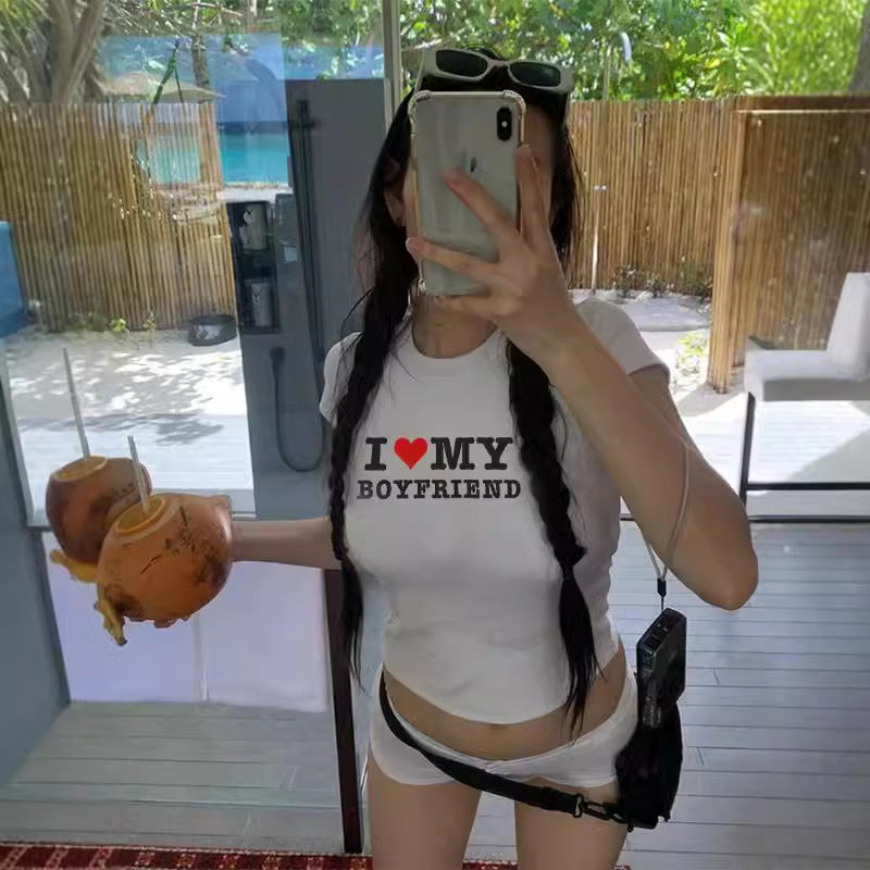 Women's Street Style Hipster Letter Print T-shirt Blouses